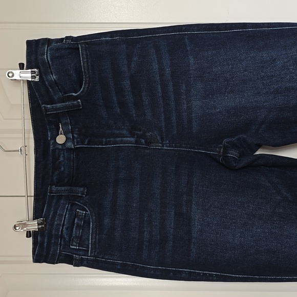 Women's Dark Blue Frayed Hem Jeans - Picture 2 of 6